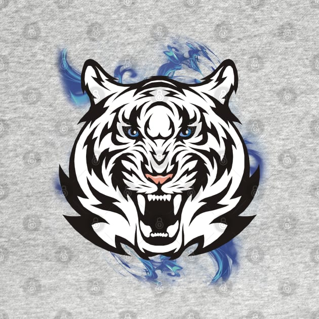 White Tiger with Blue Eyes by Pixels Pantry